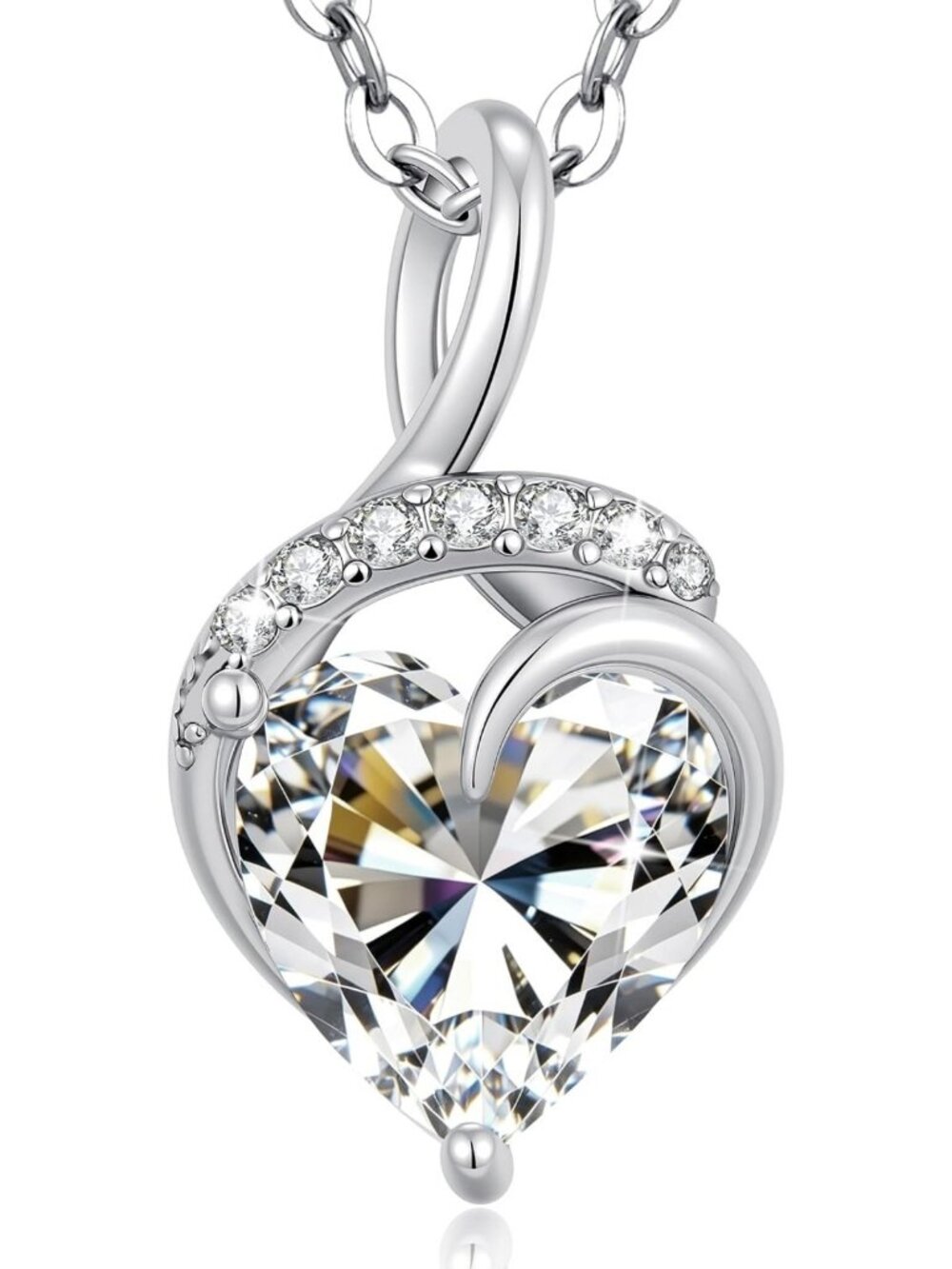 Heart Pendant Moissanite Necklace - Elegant Jewelry Gift for Women